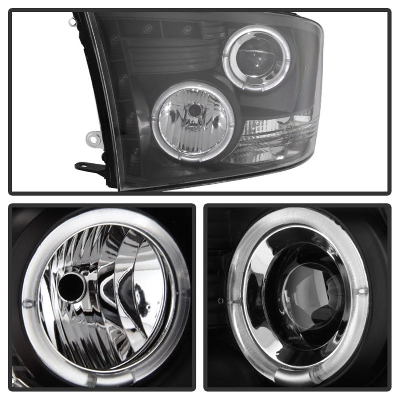 Spyder Dodge Ram 1500 09-14 10-14 Projector Headlights Halogen- LED Halo LED - Blk PRO-YD-DR09-HL-BK - Mammoth Racing -