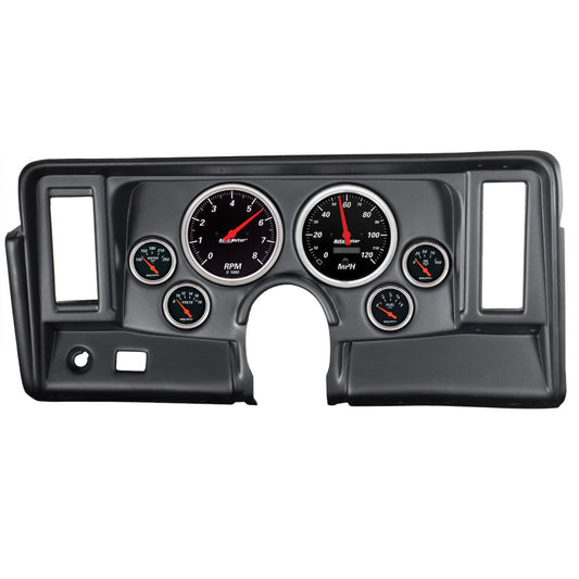 Autometer Designer Black 69-76 Nova Dash Kit 6pc Tach / MPH / Fuel / Oil / Wtmp / Volt - My Store