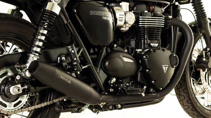 Remus 2018 Triumph Bonneville T 120 Bonneville (Euro 4) Tapered Black Slip On - Left Side - Mammoth Racing -