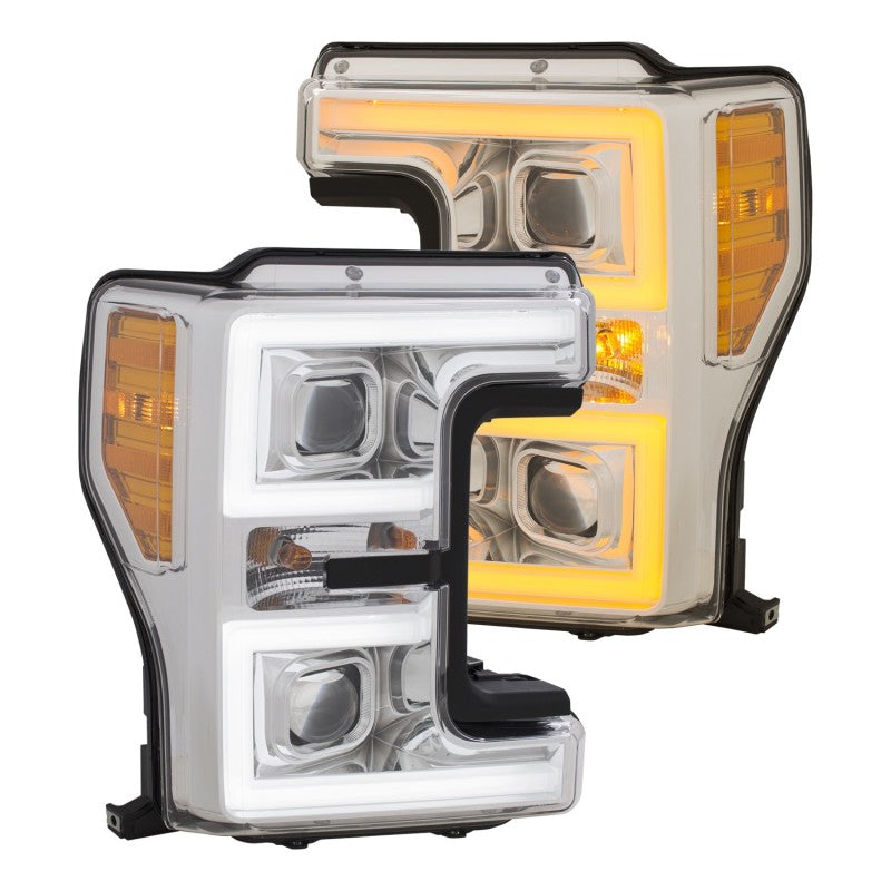 ANZO LED Headlights 17-18 Ford F-250 Super Duty Plank-Style L.E.D. Headlight Chrome (Pair) - Mammoth Racing -
