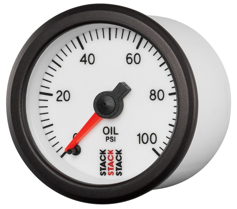 Autometer Stack 52mm 0-100 PSI 1/8in Nptf Male Pro Stepper Motor Oil Pressure Gauge - White - My Store
