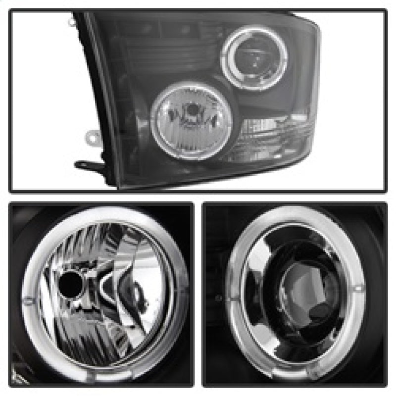 Spyder Dodge Ram 1500 09-14 10-14 Projector Headlights Halogen- LED Halo LED - Blk PRO-YD-DR09-HL-BK - Mammoth Racing -