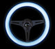 NRG Classic Wood Grain Steering Wheel (350mm) Glow-In-The-Dark Blue Grip w/Black 3-Spoke Center - My Store