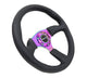 NRG Reinforced Steering Wheel (350mm / 2.5in. Deep) Leather Race Comfort Grip w/4mm Neochrome Spokes - My Store