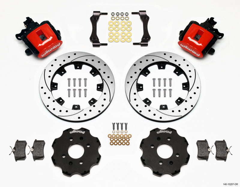 Wilwood Combination Parking Brake Rear Kit 12.19in Drilled Red Civic / Integra Disc 2.39 Hub Offset - Mammoth Racing -