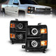 ANZO 14-15 Chevrolet Silverado 1500 Projector Headlights w/ Halo Black Housing w/ Black Trim - Mammoth Racing -