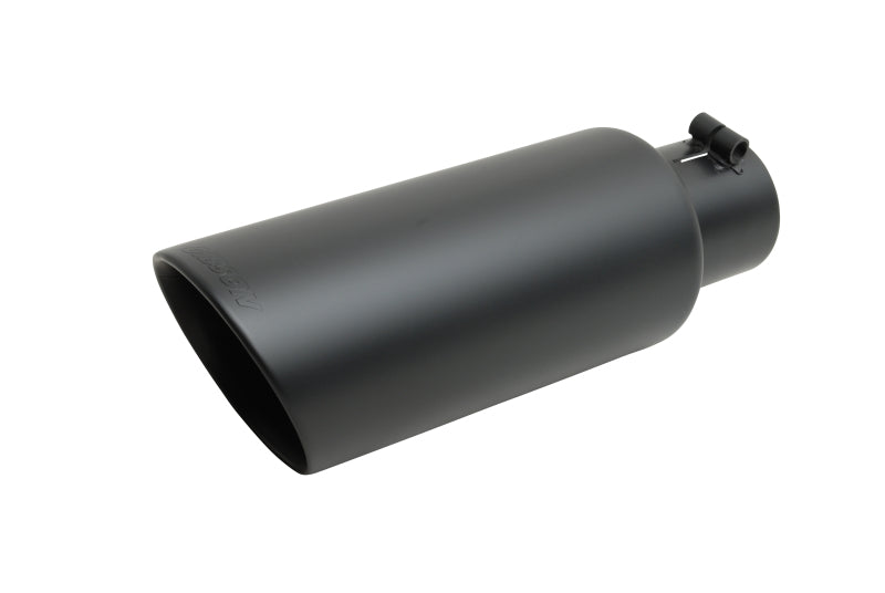 Gibson Round Dual Wall Slash-Cut Tip - 5in OD/4in Inlet/12in Length - Black Ceramic - Mammoth Racing -