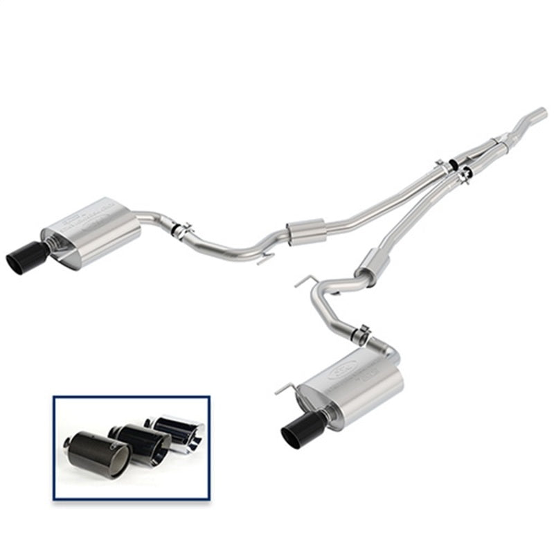 Ford Racing 2018 Mustang 2.3L Ecoboost Cat-Back Sport Exhaust System w/Black Chrome Tips - Mammoth Racing -