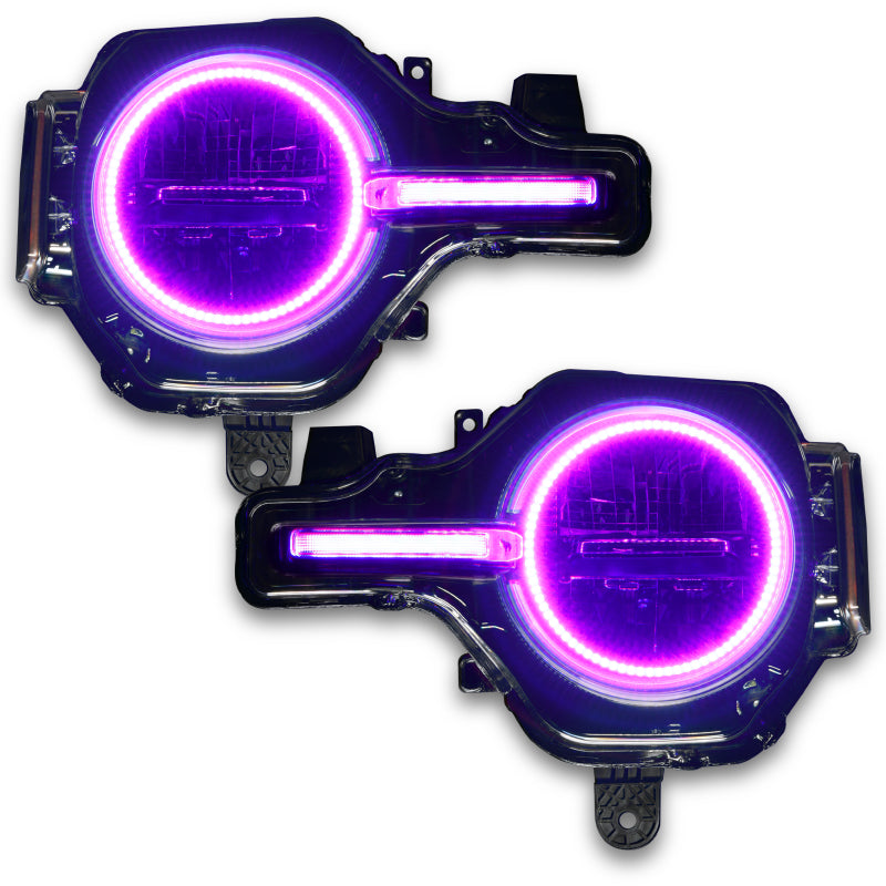 Oracle 21-22 Ford Bronco Headlight Halo Kit w/DRL Bar - Base Headlights ColorSHIFT -w/2.0 Controller - Mammoth Racing -