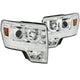 ANZO 2009-2014 Ford F-150 Projector Headlights w/ U-Bar Chrome Amber (HID TYPE) (WITHOUT HID KIT) - Mammoth Racing -