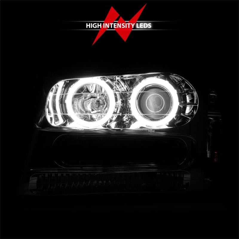 ANZO 02-09 Chevrolet Trailblazer Projector Headlights w/ Halo Chrome Housing (Non-LT Models) - Mammoth Racing -