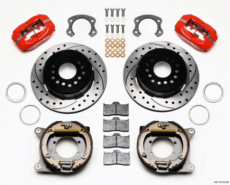 Wilwood Forged Dynalite P/S Park Brake Kit Drilled Red Ford 8.8 Special w/2.50in Offset-5 Lug - My Store