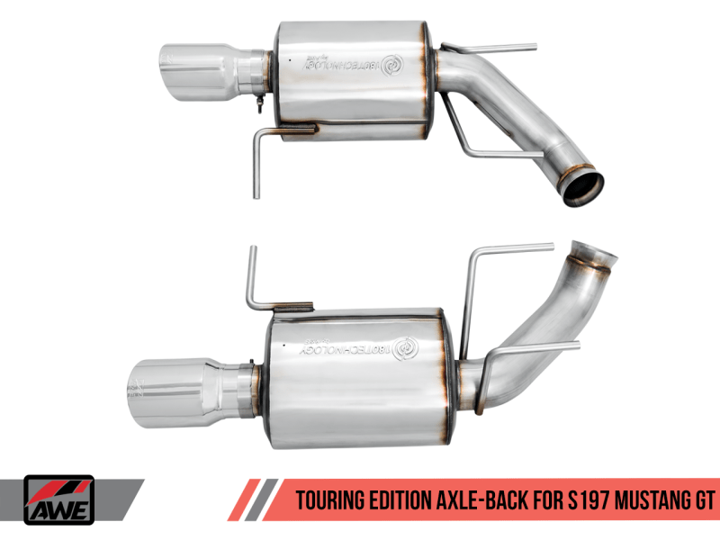 AWE Tuning S197 Mustang GT Axle-back Exhaust - Touring Edition (Chrome Silver Tips) - My Store