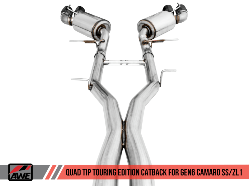 AWE Tuning 16-19 Chevy Camaro SS Non-Res Cat-Back Exhaust -Touring Edition (Quad Diamond Black Tips) - My Store