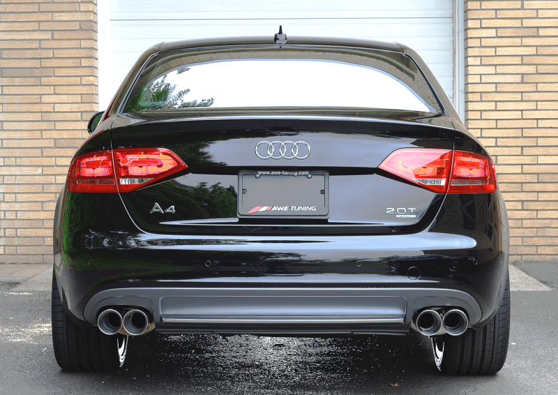 AWE Tuning Audi B8 A4 Touring Edition Exhaust - Quad Tip Polished Silver Tips - Does Not Fit Cabrio - My Store