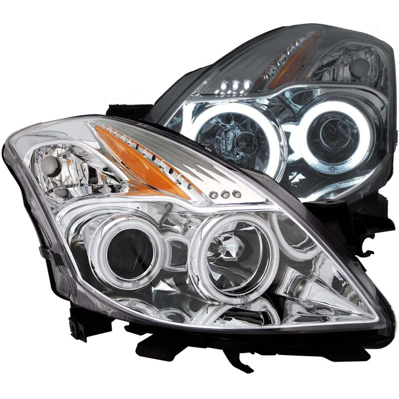 ANZO 2008-2009 Nissan Altima (2 Door ONLY) Projector Headlights w/ Halo Chrome (CCFL) - Mammoth Racing -