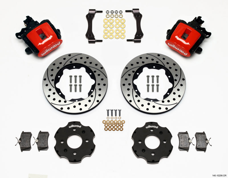 Wilwood Combination Parking Brake Rear Kit 11.00in Drilled Red Civic / Integra Disc 2.39 Hub Offset - Mammoth Racing -
