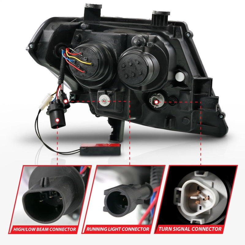 ANZO 09-20 Nissan Frontier Black Projector Plank Style DRL w/ Switchback & Sequential LED DRL - Mammoth Racing -