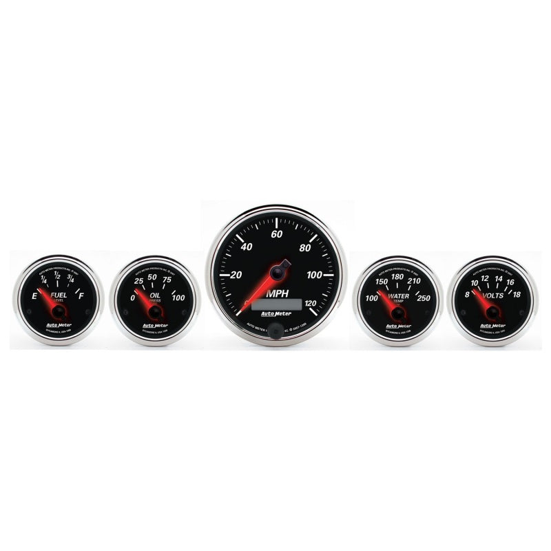Autometer Designer Black II 3-3/8in and 2-21/16in 5 pc. Electric Speedometer Gauge - My Store