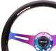 NRG Classic Wood Grain Steering Wheel (350mm) Black Paint Grip w/Neochrome 3-Spoke Center - My Store