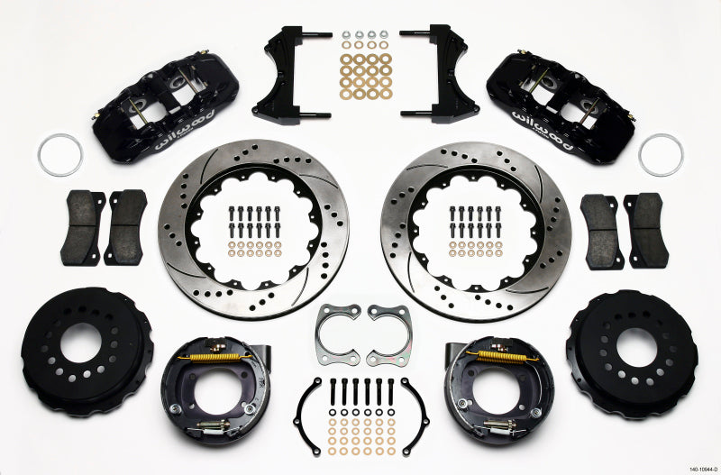 Wilwood Aero4 Rear P-Brake Kit 14.00in Drilled Big Ford New Style 2.36in Offset - Mammoth Racing -