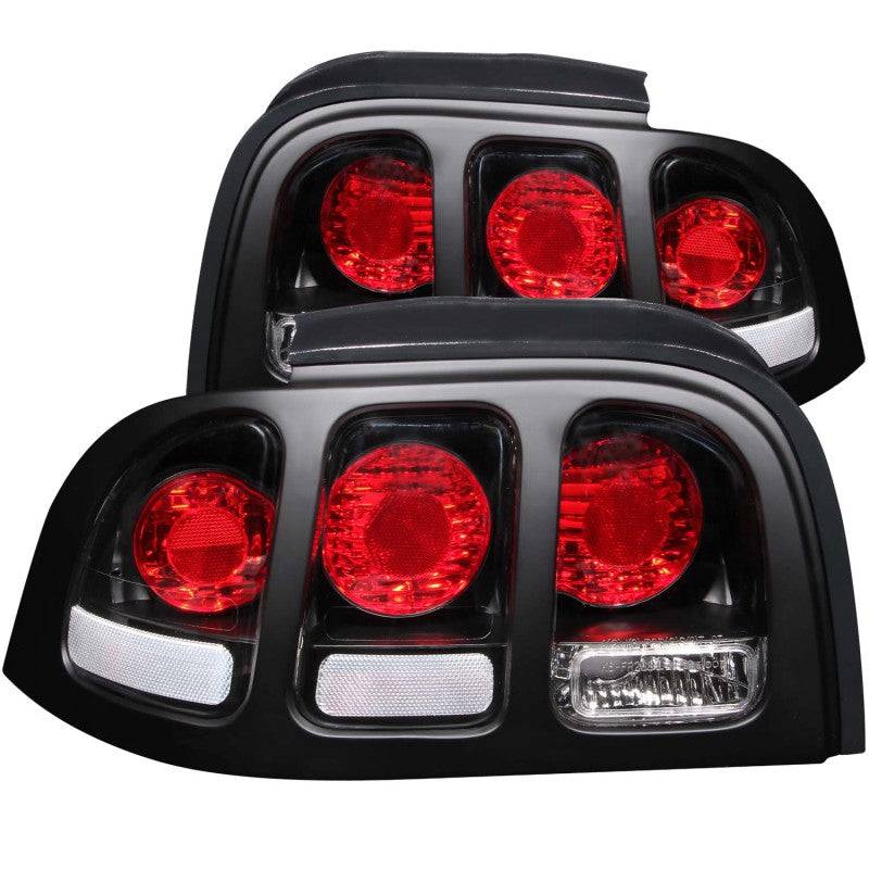 ANZO 1994-1998 Ford Mustang Taillights Black - My Store