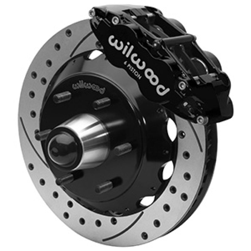 Wilwood 63-87 C10 CPP Spindle Fnsl6r Front BBK 13in Drilled/Slotted 6x5.5 BC - Black - My Store