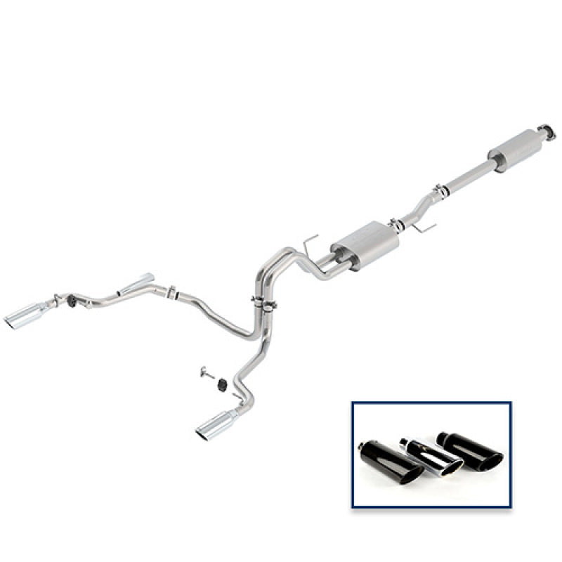 Ford Racing 15-18 F-150 5.0L Cat-Back Touring Exhaust System - Rear Exit Chrome Tips - Mammoth Racing -