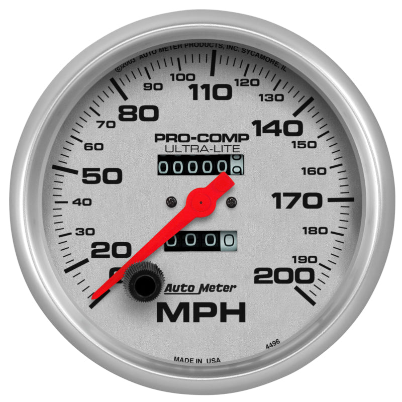 Autometer Ultra-Lite 5 inch 200 MPH Mechanical In Dash Speedometer - My Store