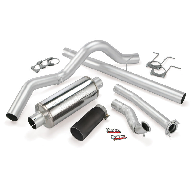 Banks Power 94-97 Ford 7.3L CCLB Monster Exhaust System - SS Single Exhaust w/ Black Tip - Mammoth Racing -