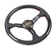 NRG Carbon Fiber Steering Wheel (350mm /1.5in. Deep) Leather Trim w/Red Stitch & Slit Cutout Spokes - My Store