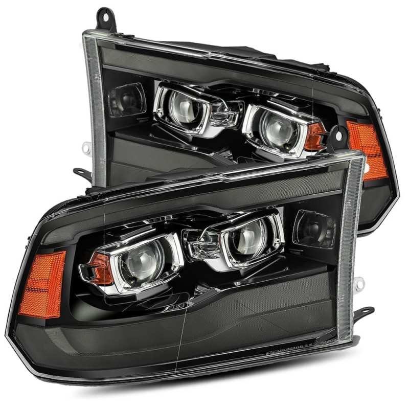 AlphaRex 09-18 Ram 1500HD LUXX Proj Headlight Plnk Style Jet Blk w/Activ Light/Seq Signal/Smoked DRL - My Store