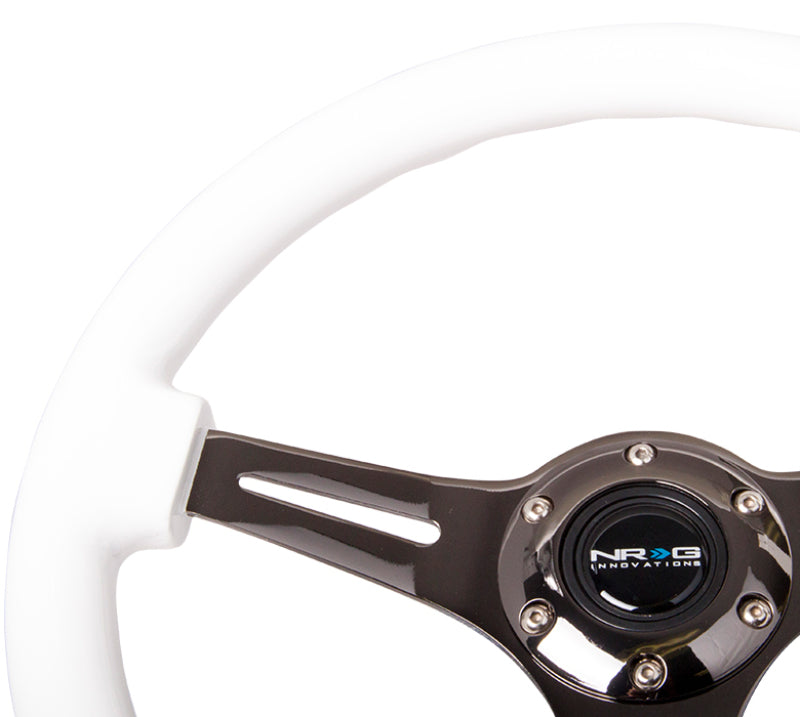 NRG Classic Wood Grain Steering Wheel (350mm) White Paint Grip w/Black 3-Spoke Center - My Store