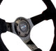 NRG Reinforced Steering Wheel (350mm / 3in. Deep) Blk Suede w/Red BBall Stitch & Black 3-Spoke - My Store