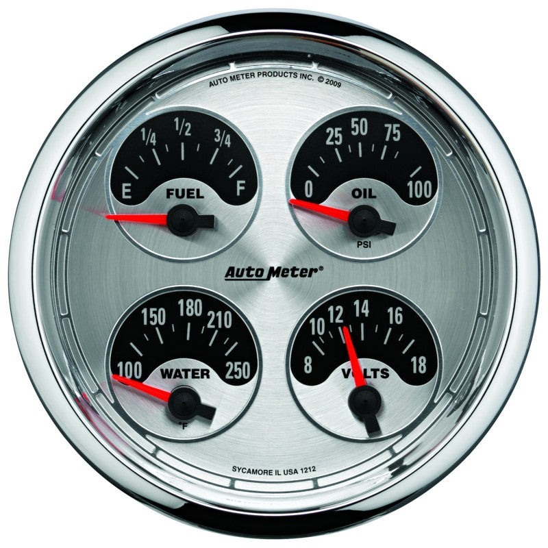 Autometer American Muscle SSE 100psi/100-250 Deg F/8-18 Volt Oil Press/Water Temp/Volt/Fuel Gauge - My Store