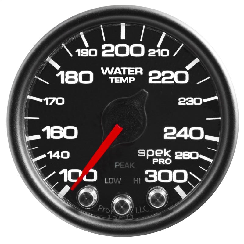 Autometer Spek-Pro Gauge Water Temp 2 1/16in 300f Stepper Motor W/Peak & Warn Blk/Blk - My Store