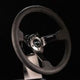 NRG Reinforced Steering Wheel (350mm / 3in. Deep) Black Leather w/ Alcantara Stitching - My Store