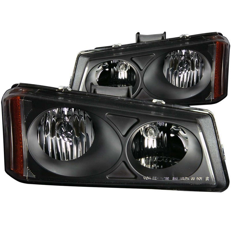 ANZO 2003-2006 Chevrolet Silverado 1500 Crystal Headlights Black - Mammoth Racing -