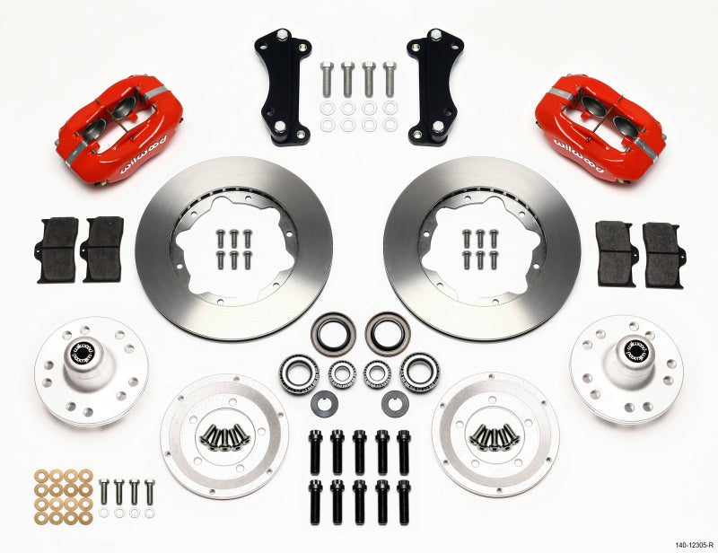 Wilwood Forged Dynalite Front Kit 11.00in Red Heidts Tri -5 2 inch Drop Spindle - Mammoth Racing -