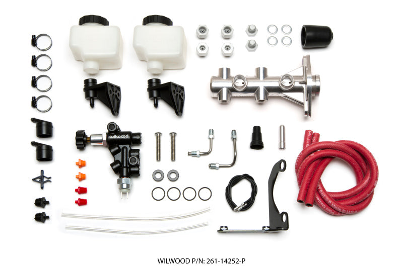 Wilwood Tandem Remote M/C Kit w L/H Brkt & Prop Valve - 1 1/8in Bore Ball Burnished - My Store