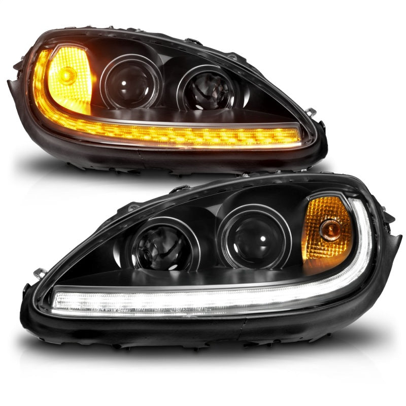 ANZO 05-13 Chevrolet Corvette Projector Headlights w/switchback & Sequential LED - Black Amber - Mammoth Racing -