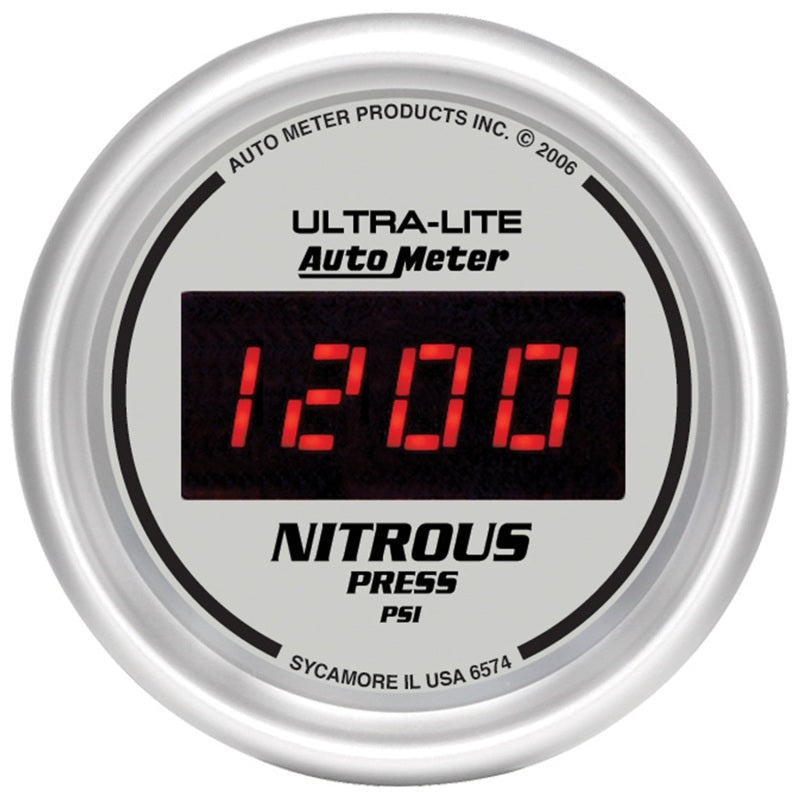 Autometer Ultra-Lite 2-1/16in 1600 PSI Digital Nitrous Pressure Gauge - Silver - My Store