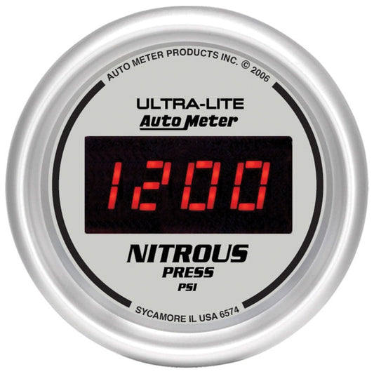 Autometer Ultra-Lite 2-1/16in 1600 PSI Digital Nitrous Pressure Gauge - Silver - My Store