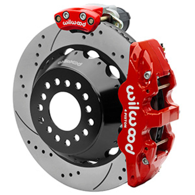 Wilwood Aero4 Big Brake Rear Electronic Parking Brake Kit - Red - Powder Coat Caliper - D/S Rotor - My Store