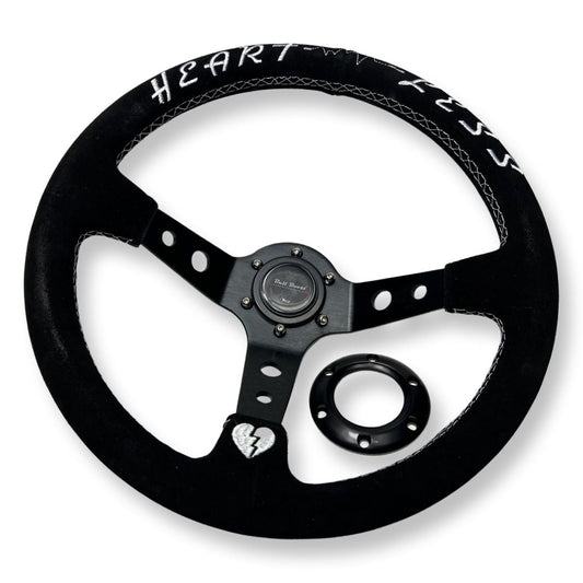 3"DEEP DISH 6-BOLT STEERING WHEEL BLACK SUEDE FOR Dodge GM Buick Chevy Vehicles
