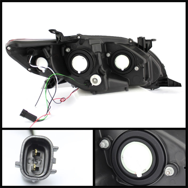 Spyder Toyota Corolla 11-13 Projector Headlights Halogen Model Only - DRL LED Blk PRO-YD-TC11-DRL-BK - Mammoth Racing -