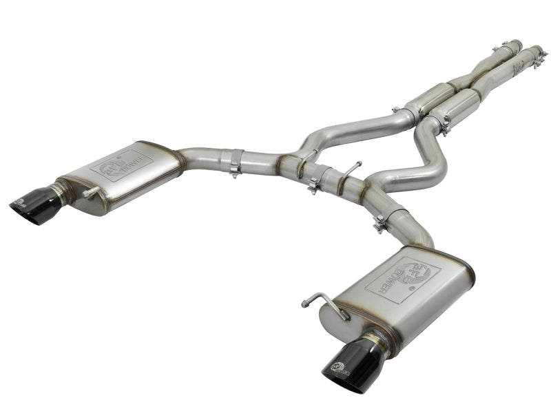 aFe MACHForce XP 3in 304 SS Loud Tone Cat-Back w/ Black Tips 15-17 Ford Mustang V6-3.7L/V8-5.0L - Mammoth Racing -