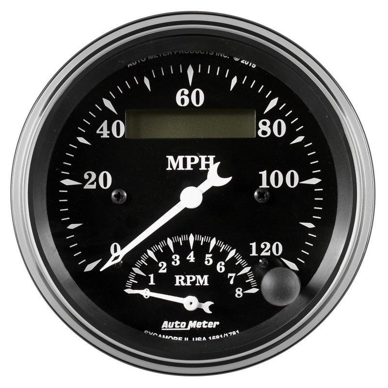Auto Meter Gauge Tach/Speedo 3 3/8in 120mph & 8k RPM Elec. Program. Old Tyme Blk - My Store