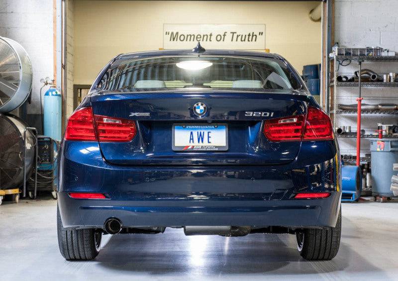 AWE Tuning BMW F30 320i Touring Exhaust w/Performance Mid Pipe - Diamond Black Tip (90mm) - My Store