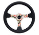 NRG Reinforced Steering Wheel (350mm / 3in. Deep) Blk Leather Floral Dipped w/ Blk Baseball Stitch - My Store